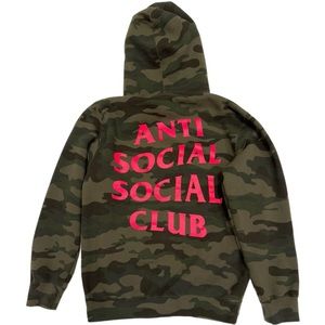 Anti Social Social Club Camo Hoodie XS Green Pullover Streetwear Unisex Hype